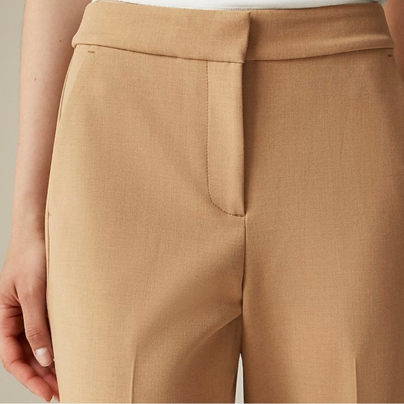 J Crew Kate Straight Leg Pant in Four Season Stretch 00 Petite Camel Office - Picture 2 of 12